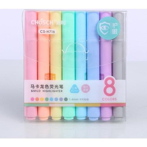 8Pcs/set Macaron series Creative Fluorescent Pen Highlighter Pencil Candy Color Drawing Marker for Kids Back to School