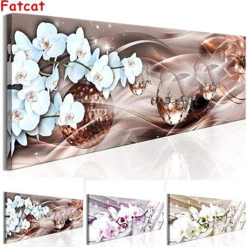 Full SquareRound Drill 5D DIY Diamond Painting Orchid Flowers 3D Embroidery Cross Stitch 5D Home Decor Gift PP208