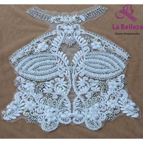 White/Red/Gold large pattern with heavy beads applique patchcrystal Rhinestone patch wedding dress Accessories