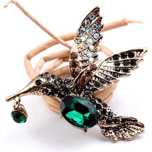 Hummingbird zircon alloy brooch retro insect classic accessories banquet party jewelry girl gift birthday