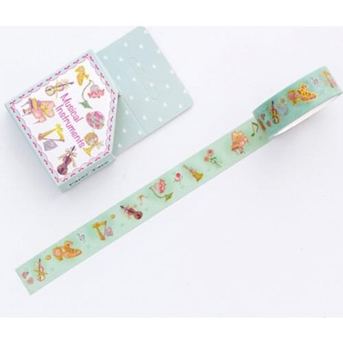 1.5cm *5M Musical Instruments Washi Paper Masking Tape Diary DIY Decorative Sticker Label