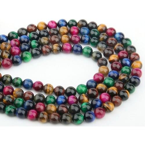 100% Natural Stone Bead Loose Hole Tiger Eye Bead for Women Jewelry Making DIY Necklace Bracelet 6-12mm 15inch