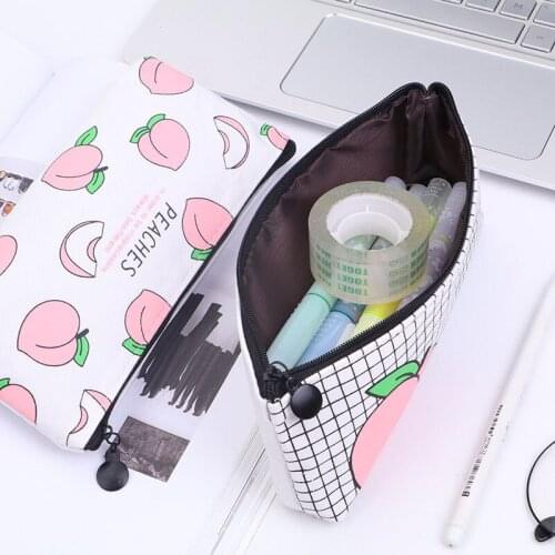 Zipper Pencil Case Cartoon Cute Fruit Pencil Bag Stationery Storage Organizer Pouch