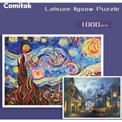 Comitok 1000 Pieces Jigsaw Puzzles Educational Toys Stress-relief Board Game for Kids/Adults Paper Exquisite Puzzles PR49 PTC