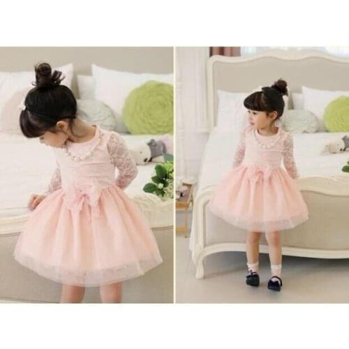 Childrens Girls 2019 Spring New Lace Panel Gauze Princess Dress k1