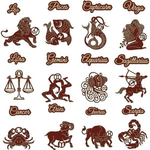 Twelve Constellations Virgo Leo Libra Metal Cutting Dies Stencils For DIY Scrapbooking Decoration Embossing Card Craft Die Cut