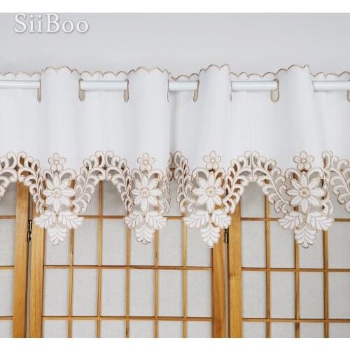 European pastoral style half tube curtain for living room with embroidered decor tenda cortinas floridas SP5765