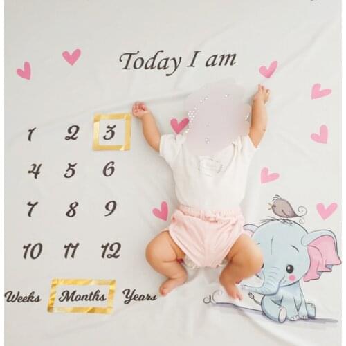 Elephant Newborn Baby 12 Months Infant Monthly Milestone Background Blanket Photo Props Cloth Home DIY Photography Accessories
