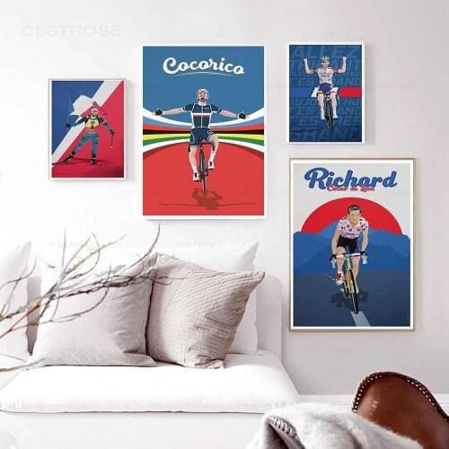France Cycling Figure Canvas Painting Vintage Poster Wall Art Pictures Bike Nordic Prints Boys Mans Gift Bedroom Home Decor