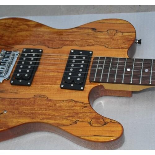 Custom 6 string yellow guitar,squilted maple veneer, tremolo bridge,HH pickups,chrome button