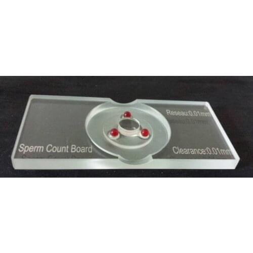 Sperm counting chamber without grid Hemocytometer Blood count board with red ruby for lab study