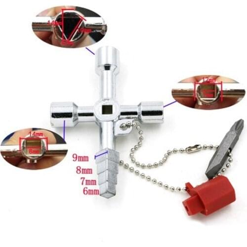 Key Wrench Plumber Multifunction Train Elevator Square Accessories Universal Electrical Cabinet Triangular Switch Cross Wrench