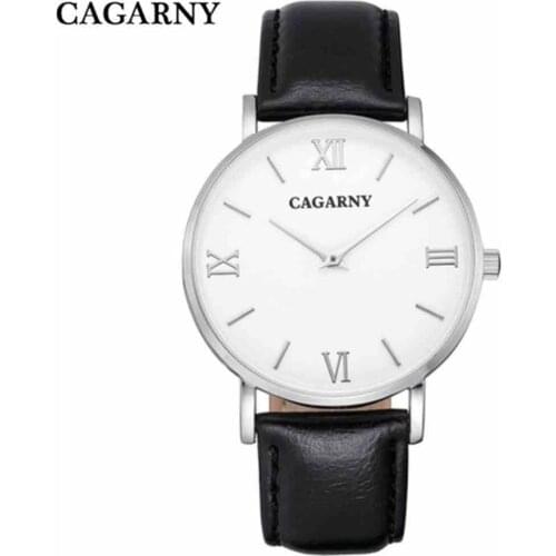 Men Quartz CAGARNY Brand Watches Fashion Leisure Man Wristwatch Ultra Thin Case Leather Watchband Luxury Clock Relogio Masculino