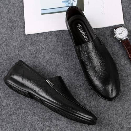 Shose lather man sole black 2020 flat loafers causal leisure office Sneaker Casual fashion wear boots outdoor male sports mens