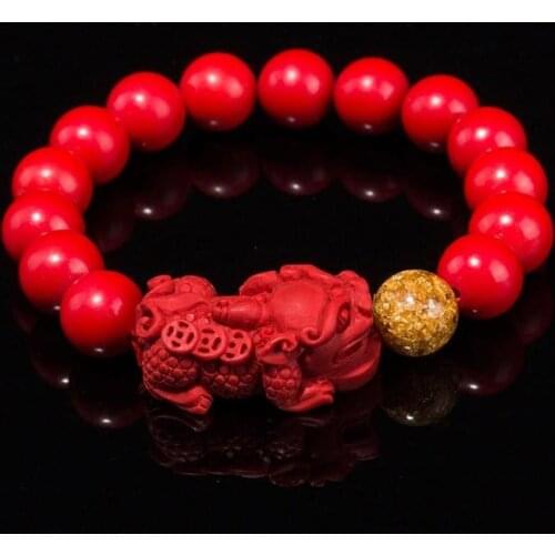 Unisex Men Bracelet Chinese FengShui Pi Xiu Cinnabar Bracelet For Women Wristband Gold Wealth Rich Health Lucky Bracelets