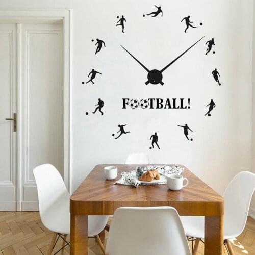 Football Wall Sticker Creative Clock Vinyl Decal Play Soccer Home Decoration Player Boys Bedroom Living Room Wall Decor