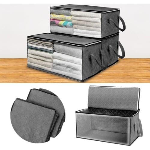 Non-woven Foldable Storage Box Portable Clothes Organizer Tidy Pouch Suitcase Home Storage Box Quilt Storage Container Bag1