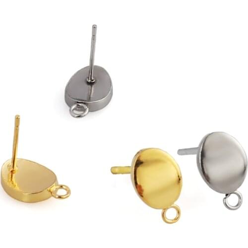 20pcs Earrings Base Connectors For DIY Jewelry Stainless Steel Stud Earring Supplies Bulk Items Back Earrings Setting