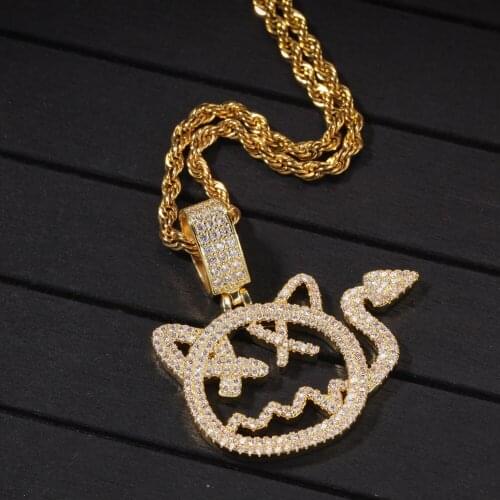 Little Devil Pendant Bling Bling Full Iced Bling Bling Full Iced Out Out Rock Hip Hop Punk Jewelry Tennis Chain For Gift
