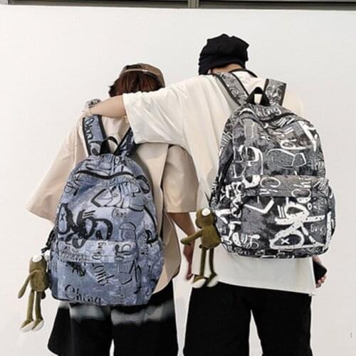 Female Graffiti Print Men Backpack Harajuku Girl Student Male School Bag Ladies Fashion Laptop Nylon Backpack Women Book Boy Bag