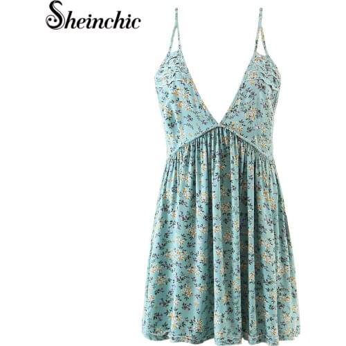 Sexy Spaghetti Strap Floral Printed Bohemian Beach Dress Women Short Chiffon Summer Dress 2021