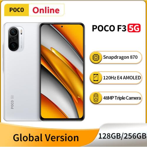 Global Version POCO F3 5G Smartphone Snapdragon 870 Octa Core 128GB/256GB 6.67"120Hz E4 AMOLED DotDisplay 33W Fast Charge 48MP