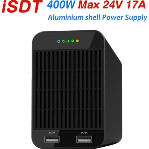 ISDT SP2417 BattGo 400W 17A LED Indicator Light Smart Power Supply Adapter With Dual USB Charging Output for IDST Q6 Charger