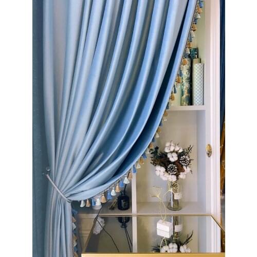 AS Warm Italian Light Luxury Nordic Mink Velvet Ins Shading Pure Color Custom Decoration Curtains for Living Dining Room Bedroom