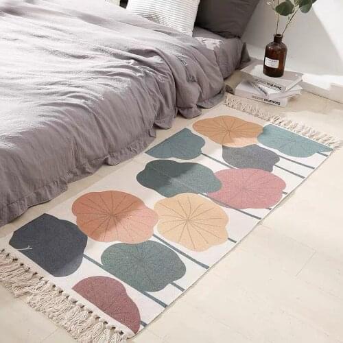 Hand Tassel Woven Cotton Linen Mat Bedside Foot Pad Bathroom Kitchen Rugs Outdoor Garden Welcome Carpet
