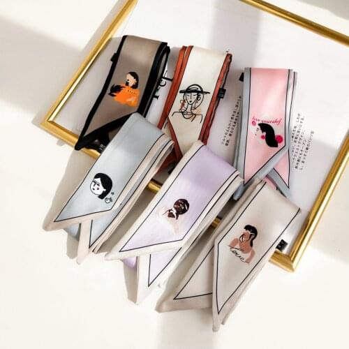 Korean-Style Artistic Slender Narrow Scarf Women Scarf Small Neckerchief Hair Band Arm Bag Ribbon