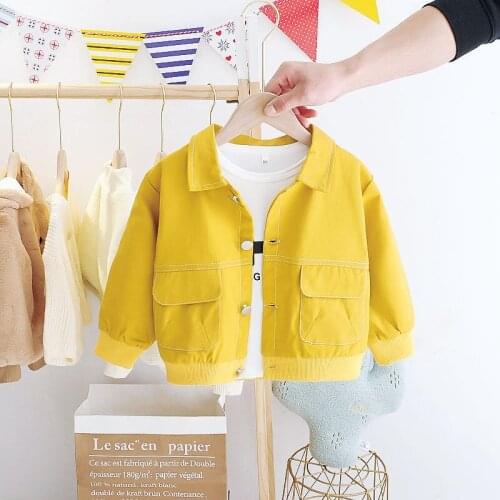 2020 New Spring Autumn Kids Girls and Boys Korean Windbreaker Coat Baby Unisex Casual Pocket Jacket Children Loose Outerwear A40