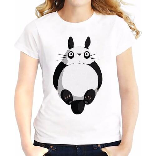 Cute panda totoro FUNNY t shirts WOMEN fashion white casual Tee shirt femme kawaii tshirts jollypeach store girls t-shirt