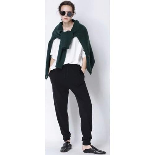 Adishree 2021 women winter Cashmere Pants and auntmun Loose knitted Pencil High Quality Warm Female Elastic Waist Mid Solid