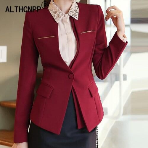 Women Blazer Mujer Spring Autumn Korean Professional Womens Jacket Solid Long-sleeved Office Lady Slim Blazers Suit Cardigans