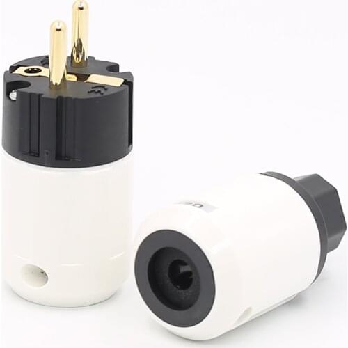 1Pair Hifi Audio EU Standard Gold plated Power Plug AC power wire cable connector