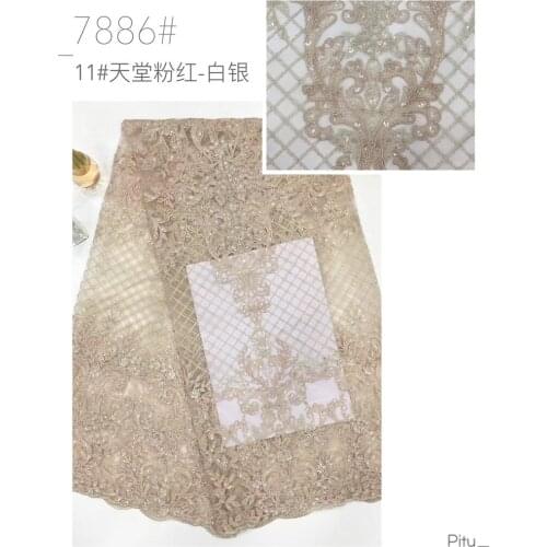 12 colors option sequins 12BZL-20.611801 Nigerian fabric for party dress new African embroidered lace fabric for party dress