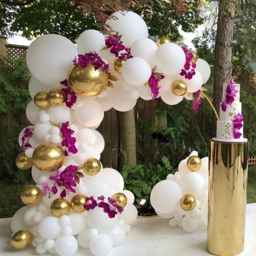136Pcs 4D Gold White Balloon Arch Chain Balloons Arch Garland Kit Wedding Baby Shower Birthday Party Decoration Globos Balloons