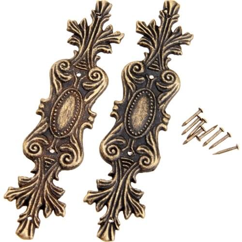 2pcs/set Decorative Corners Bracket Retro applique Antique Bronze Box Feet Leg Protectors Furniture Fittings hardware Iron 10cm