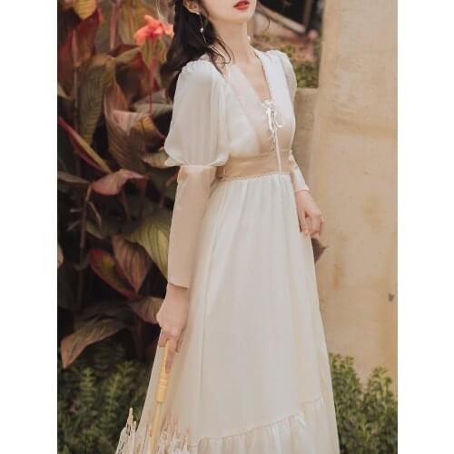 2020 new fashion womens clothing V-Neck Full Vintage dresses dress women