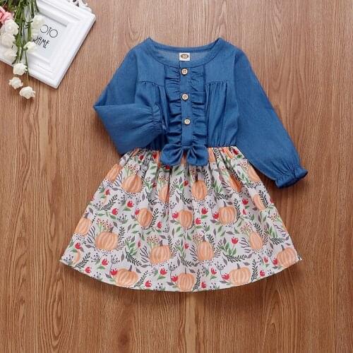 2020TALLOLY hot-selling childrens denim print top flower skirt idyllic cute style