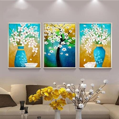 3pcs Needlework Orchid vase Diamond Painting Diamond Embroidery All Drill Rhinestone Mosaic Picture by numbers hobby gift A846