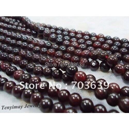 5 Strands(65pcs/strand) 6mm Bordeaux garnet loose beads fit charm bracelet DIY, nature wine red garnet beads free shipping