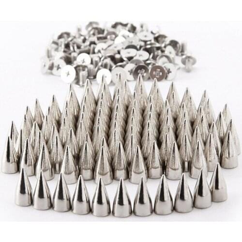 50pcs/set Alloy Silver Cone Studs Punk Spikes DIY Craft Punk Garment Rivets for Clothes Bag Shoes Leather Handcraft DIY