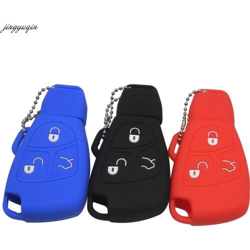 Jingyuqin Styling Remote Car Key Fob Silicone Case Cover Protector For Mercedes-Benz B C E ML S CLK CL 3Button Keyless Entry Fob