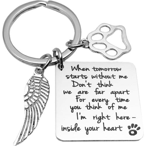 Pet Memorial Keychain Present for Boys Girls Cat Lovers Birthday Mothers' Day Key Ring Gifts for Women Men BFF Pet Owners