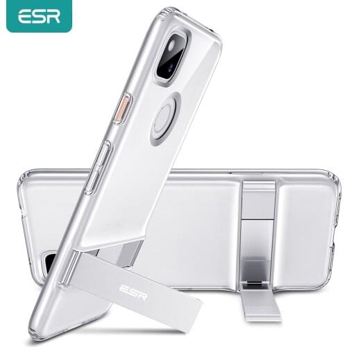 ESR Business Phone Case for 2020 Google Pixel 4a/3a 4XL/3XL Flexible TPU Metal Kickstand Shockproof Case for Google Pixel 4XL 4a