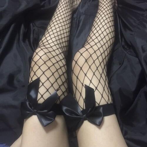 Stockings Sexy Female Loli Bow Fishnet Stockings Hollow Over The Knee High Stockings Thigh High Socks