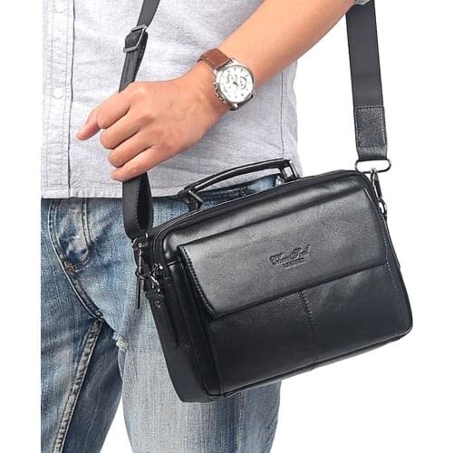 100% Genuine Leather Top Handle Business Messenger Shoulder Bag First Layer Cowhide Men Tote Handbag Famous Brand Crossbody Bags