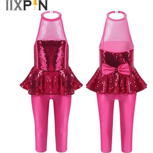 Kids Ballet Leotard For Girls Dancewear Sleeveless Sequins Dance Gymnastics Leotard Ballet Dress Stage Performance Dance Costume