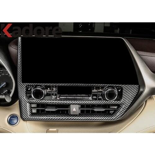 For Toyota Highlander Hybrid 2021 2022 Carbon Fiber Inner Navigation Panel Cover Trim Stickers Car Styling Accessories LHD